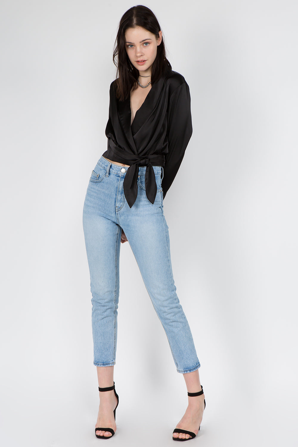 Satin Tie Waist Blouse - Whiteroom+Cactus