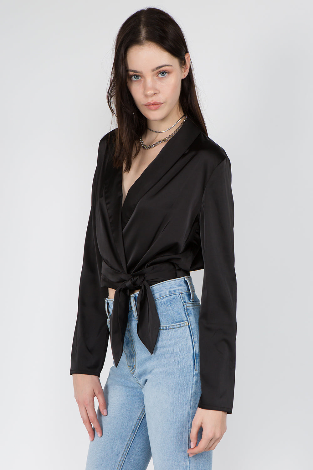 Satin Tie Waist Blouse - Whiteroom+Cactus