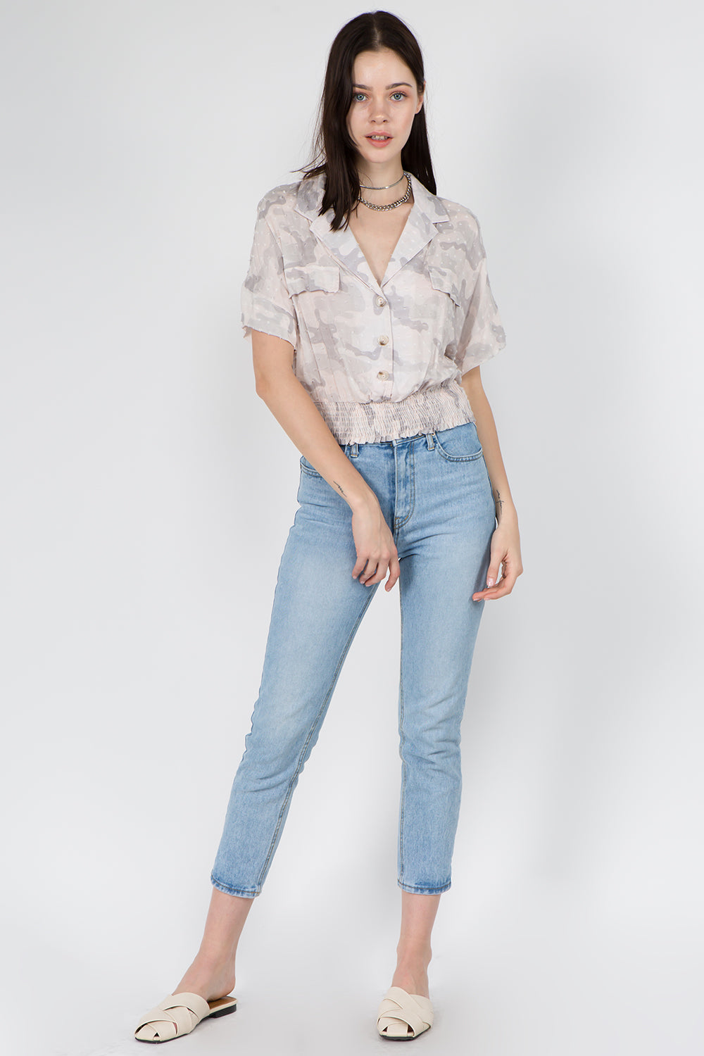 Smocking Detailed Cameo Top - Whiteroom+Cactus