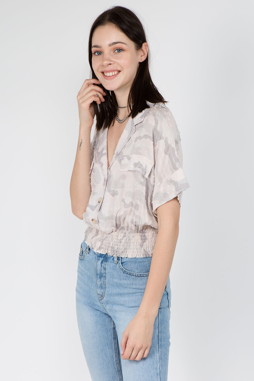 Smocking Detailed Cameo Top - Whiteroom+Cactus