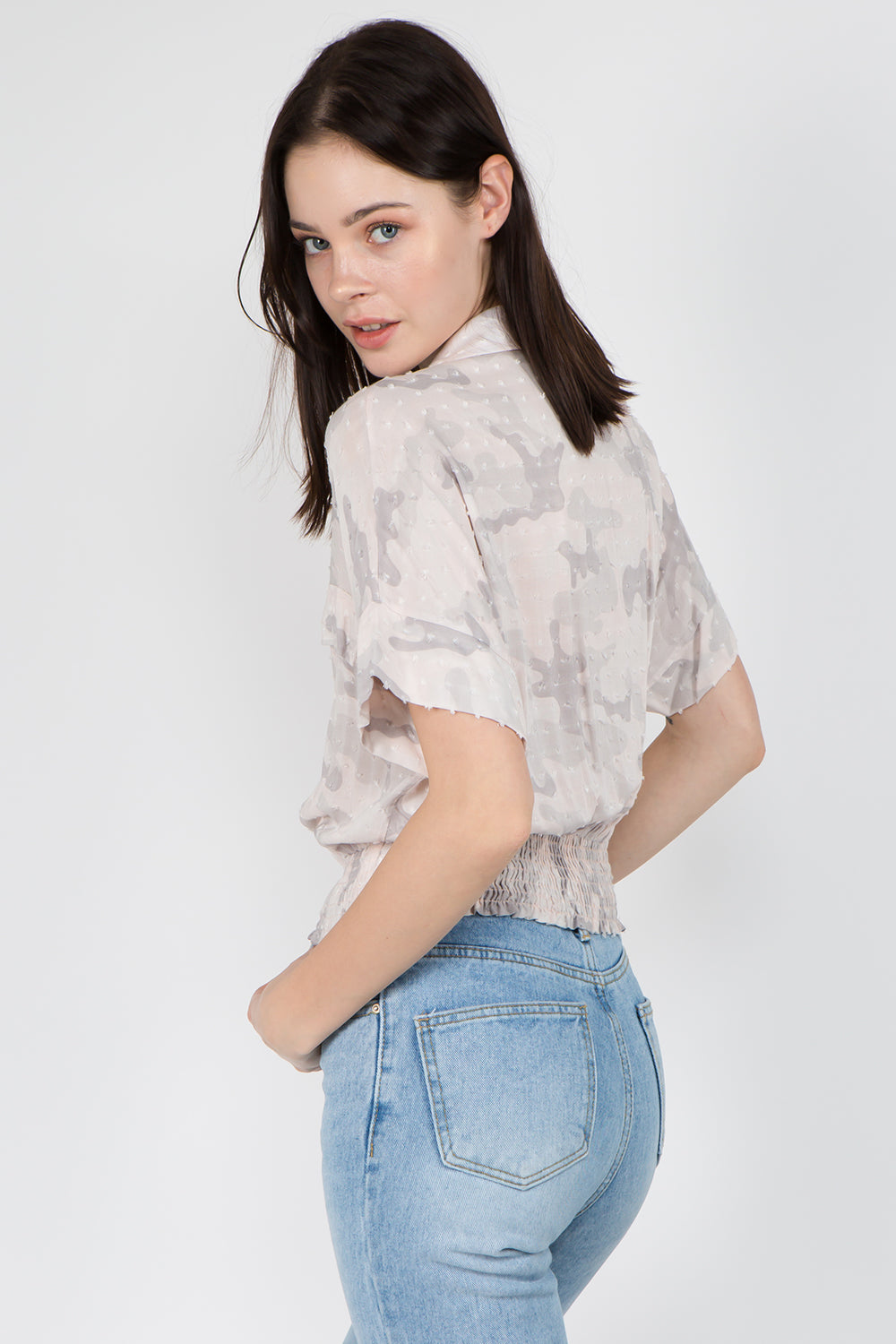 Smocking Detailed Cameo Top - Whiteroom+Cactus