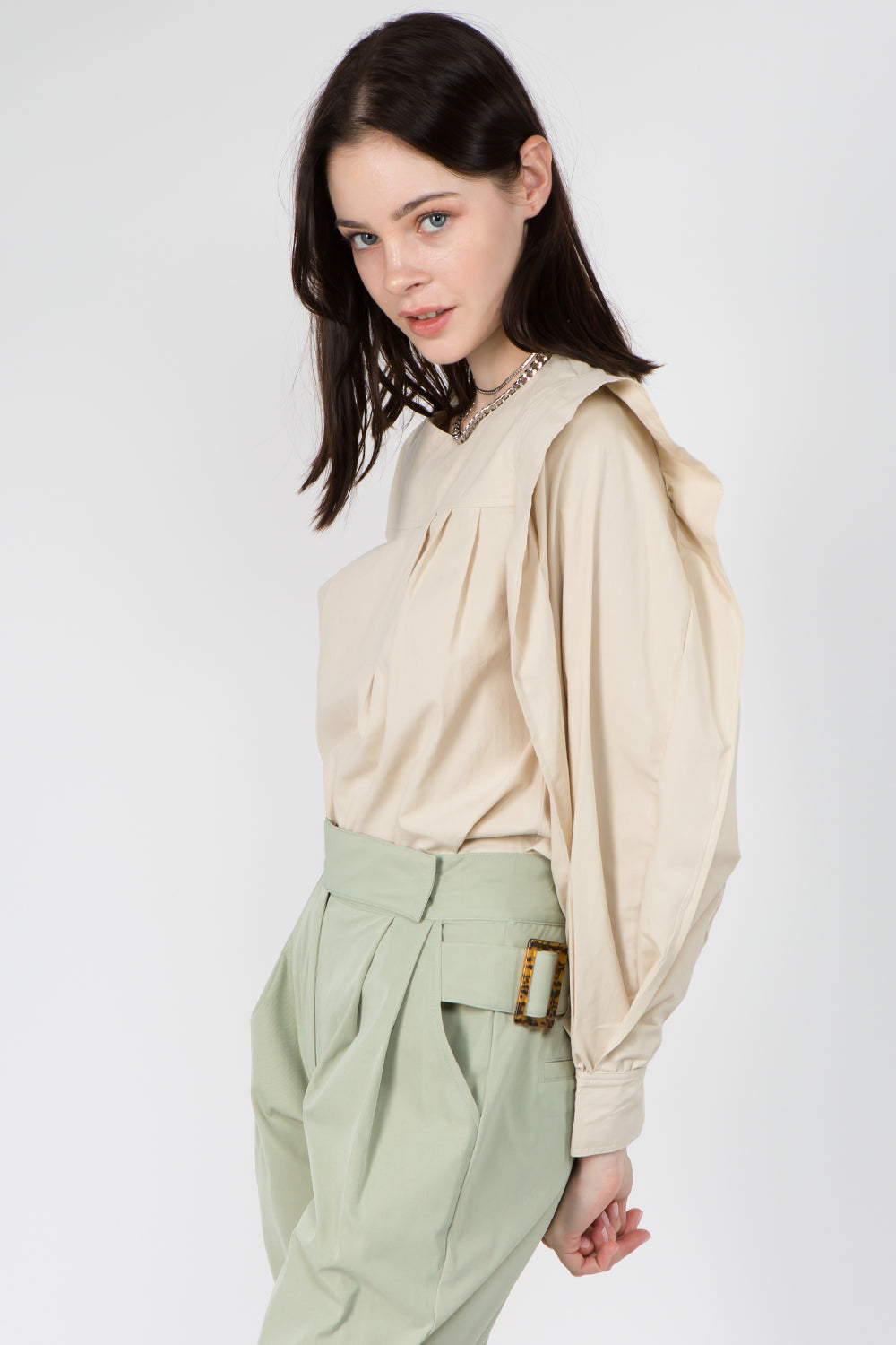 Pleat Detailed Sleeve Blouse - Whiteroom+Cactus