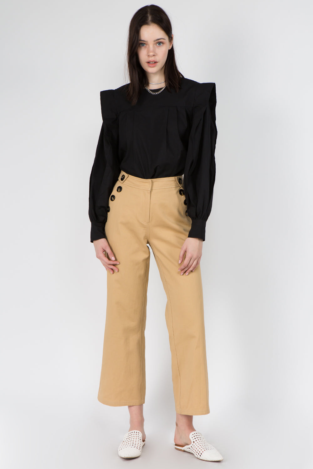 Button Detailed Culotte Pants - Whiteroom+Cactus