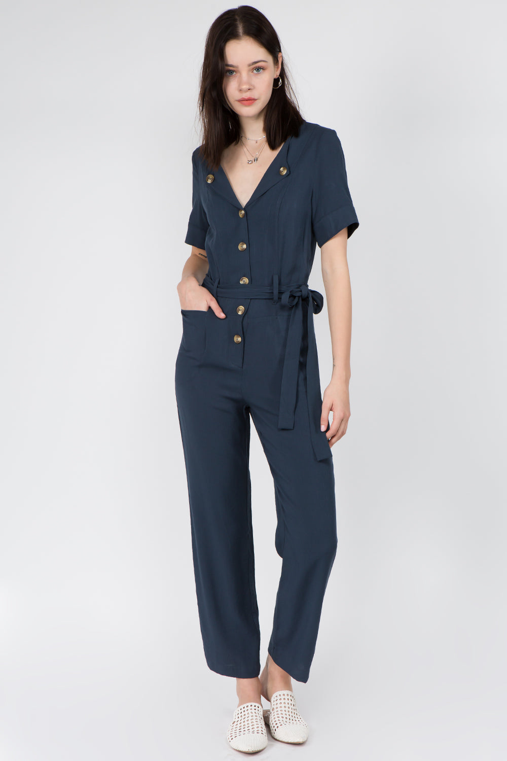 Button Down Linen Jumpsuit - Whiteroom+Cactus