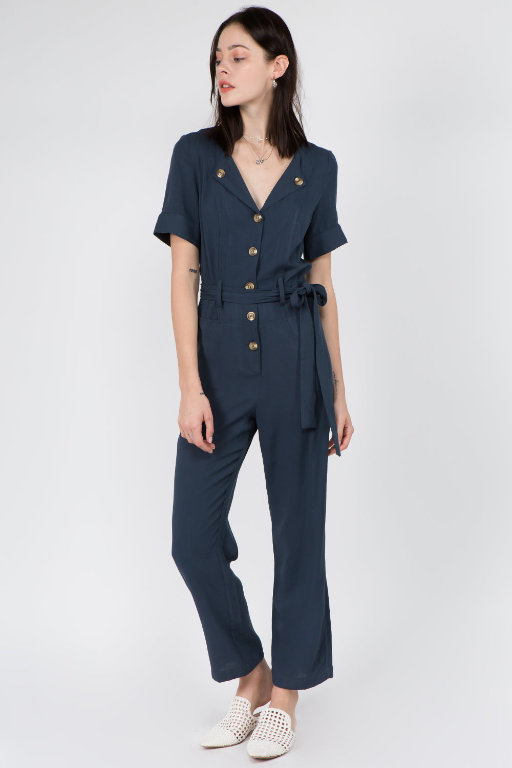 Button Down Linen Jumpsuit - Whiteroom+Cactus