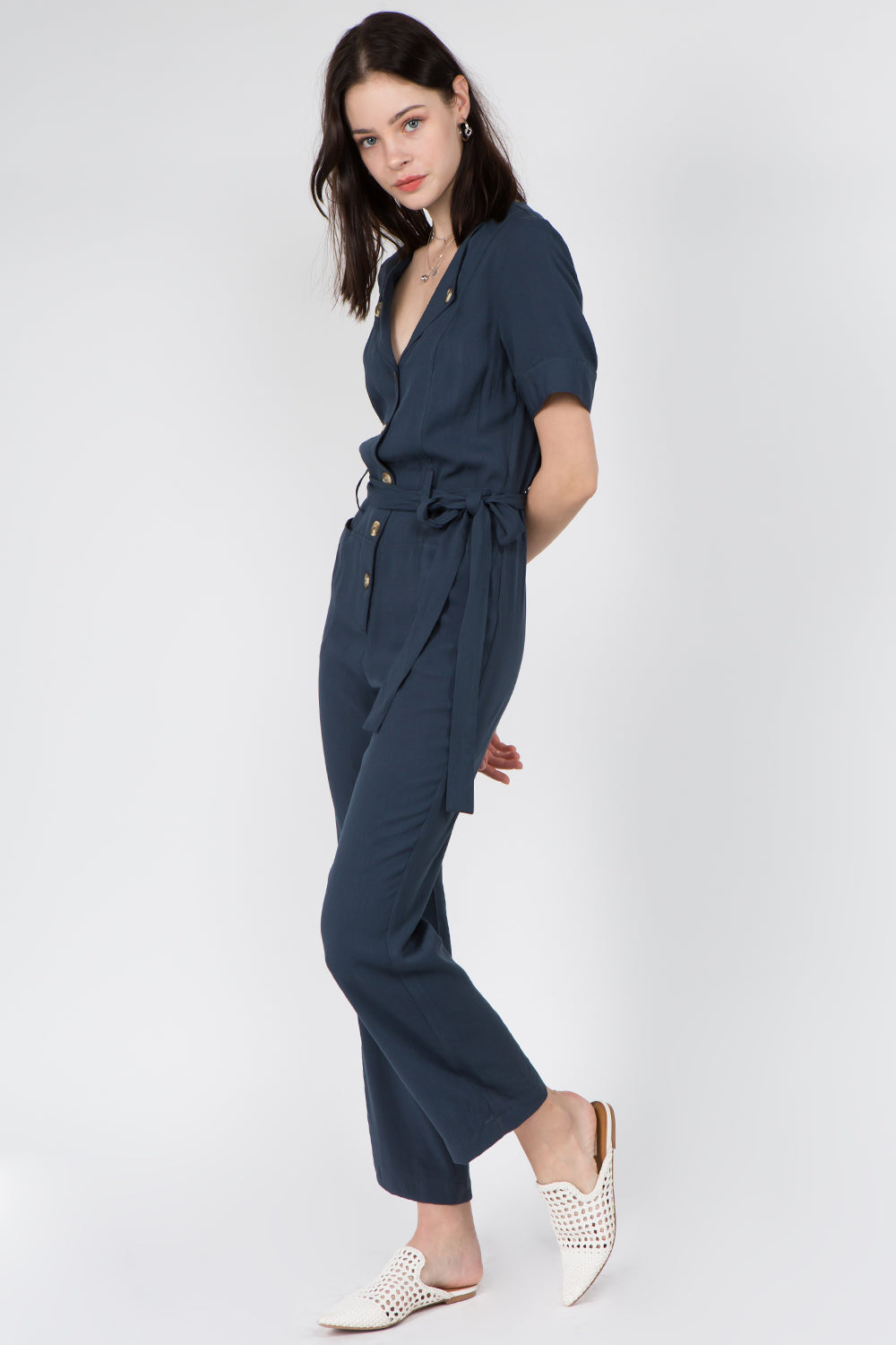 Button Down Linen Jumpsuit - Whiteroom+Cactus