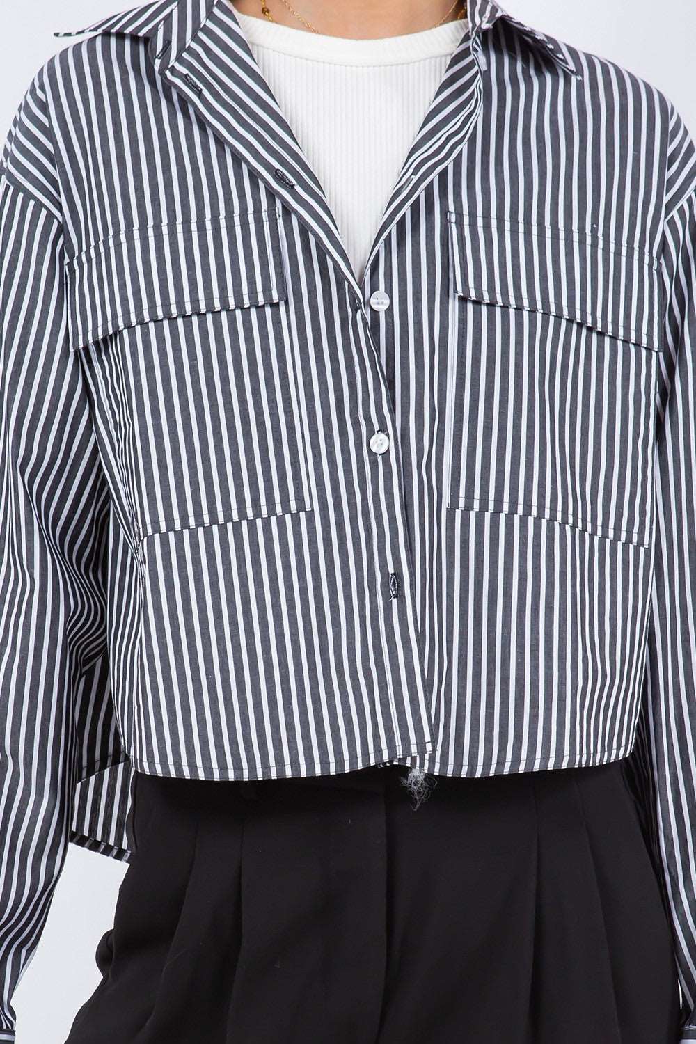 Copy of Strip Button Down Shirt Black/White