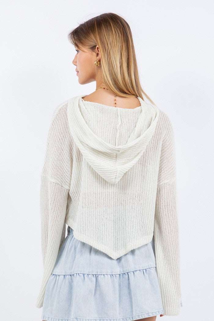Coverup Pullover with Hoodie Top Ivory