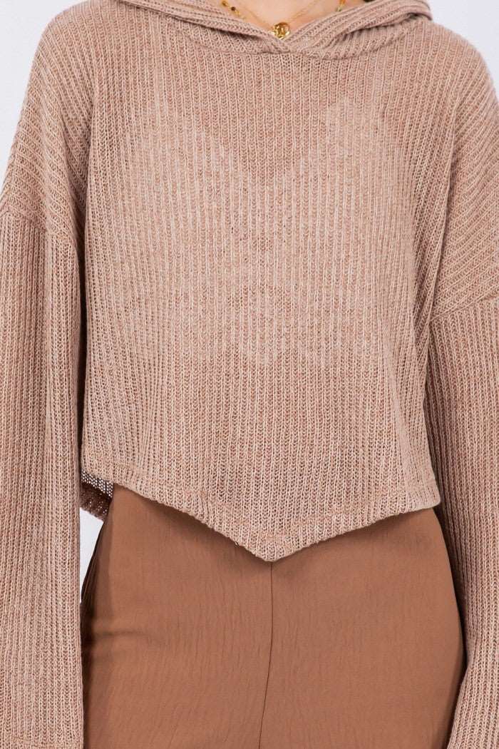 Coverup Pullover with Hoodie Top Mocha