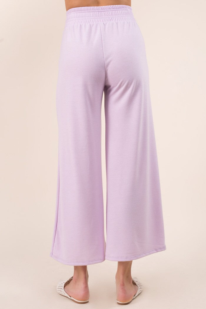 French Terry Cut Out Wide Leg Pants Lavender