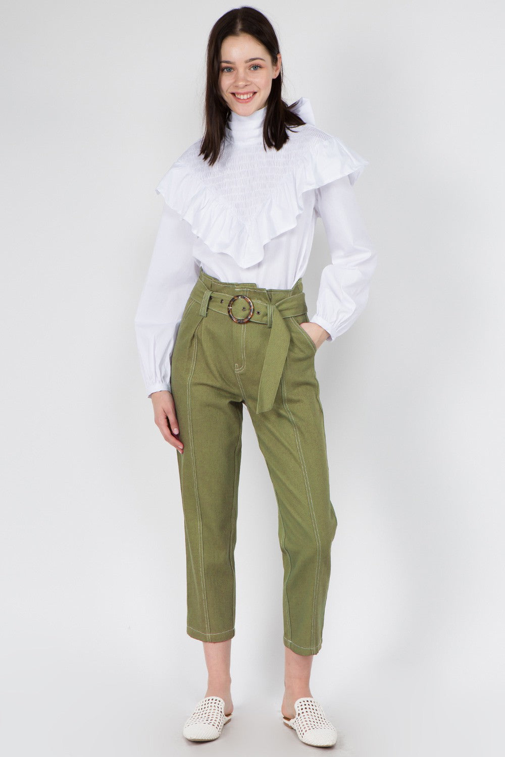 Paperbag Waist Belted Pants