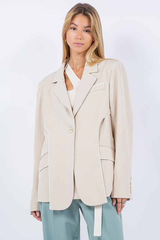 PIPING DETAIL DOUBLE LAYER BLAZER