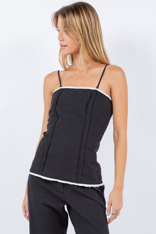 CONTRAST SLEEVELESS TOP