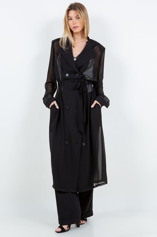SHEER BELTED TRENCH COAT