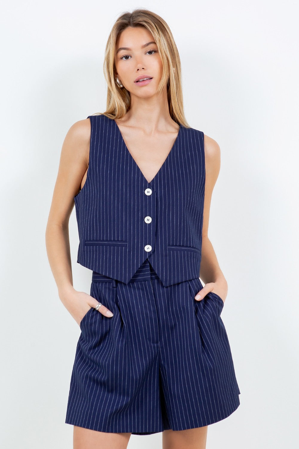 TAILORED PIN STRIP VEST