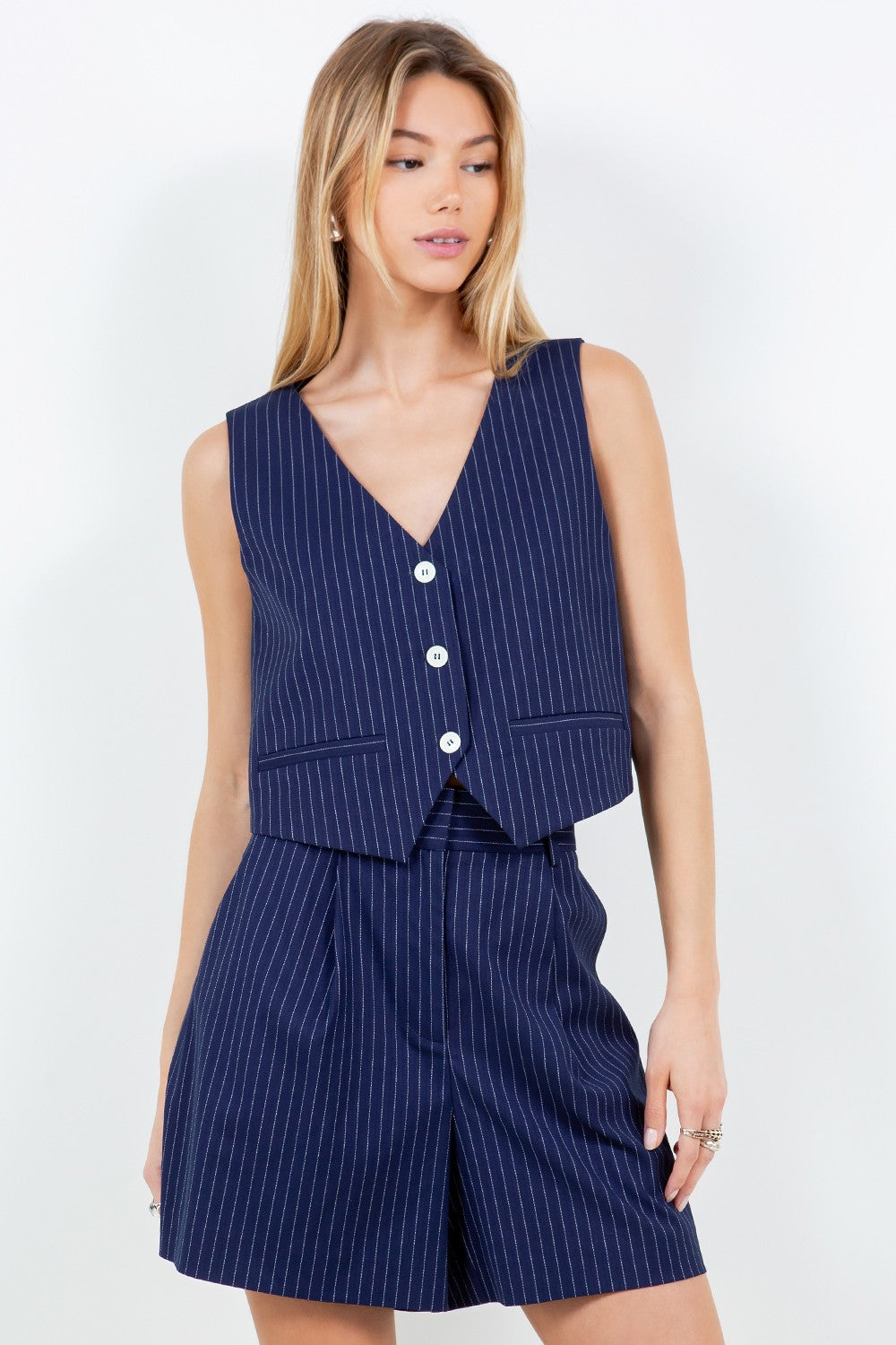 TAILORED PIN STRIP VEST