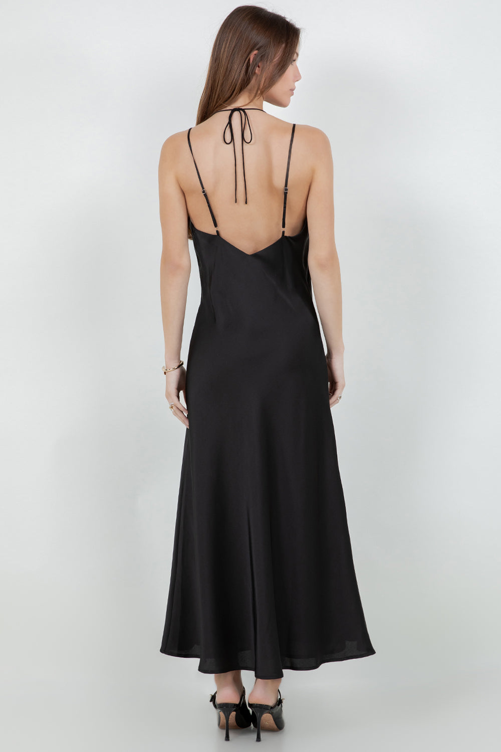 MAXI SATIN SLIP DRESS WITH CONTRAST ORGANZA ACCENT - Whiteroom+Cactus