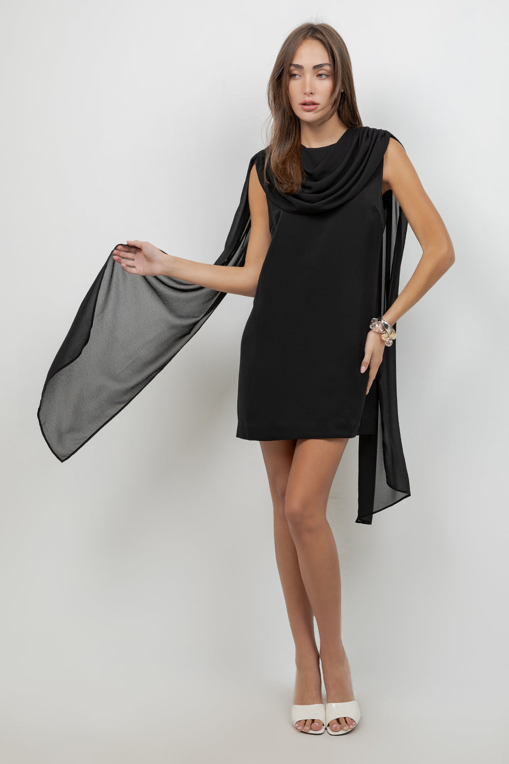 WOVEN MINI DRESS WITH ATTACHED CHIFFON SCARF – Whiteroom+Cactus