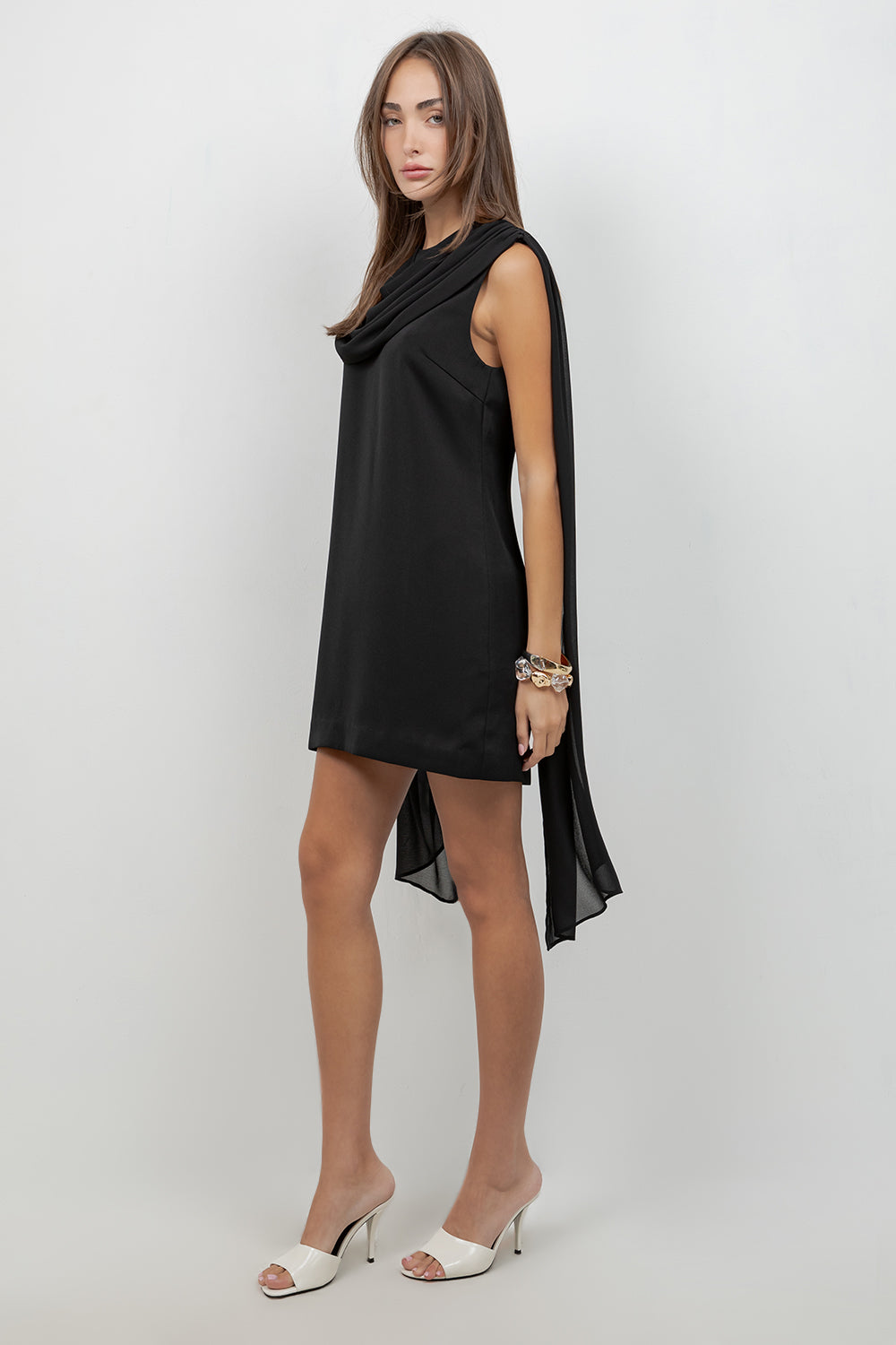 black chiffon scarf for dress RIXO Julien Chiffon Scarf Claudia Rose Black