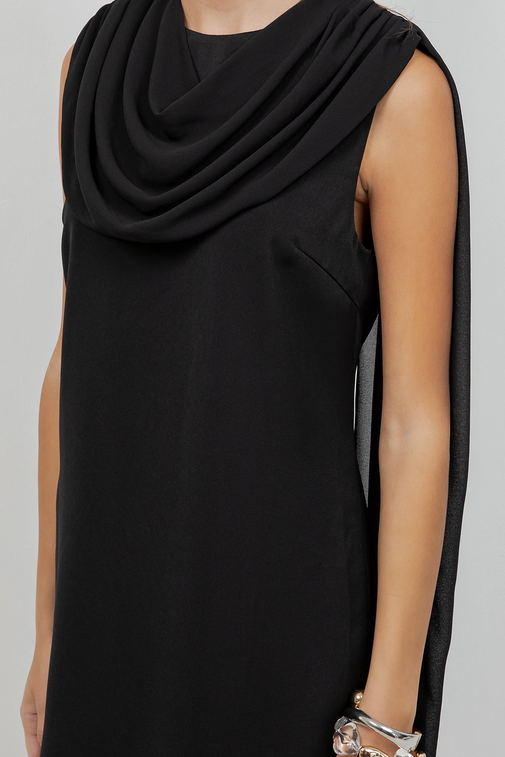 WOVEN MINI DRESS WITH ATTACHED CHIFFON SCARF - Whiteroom+Cactus