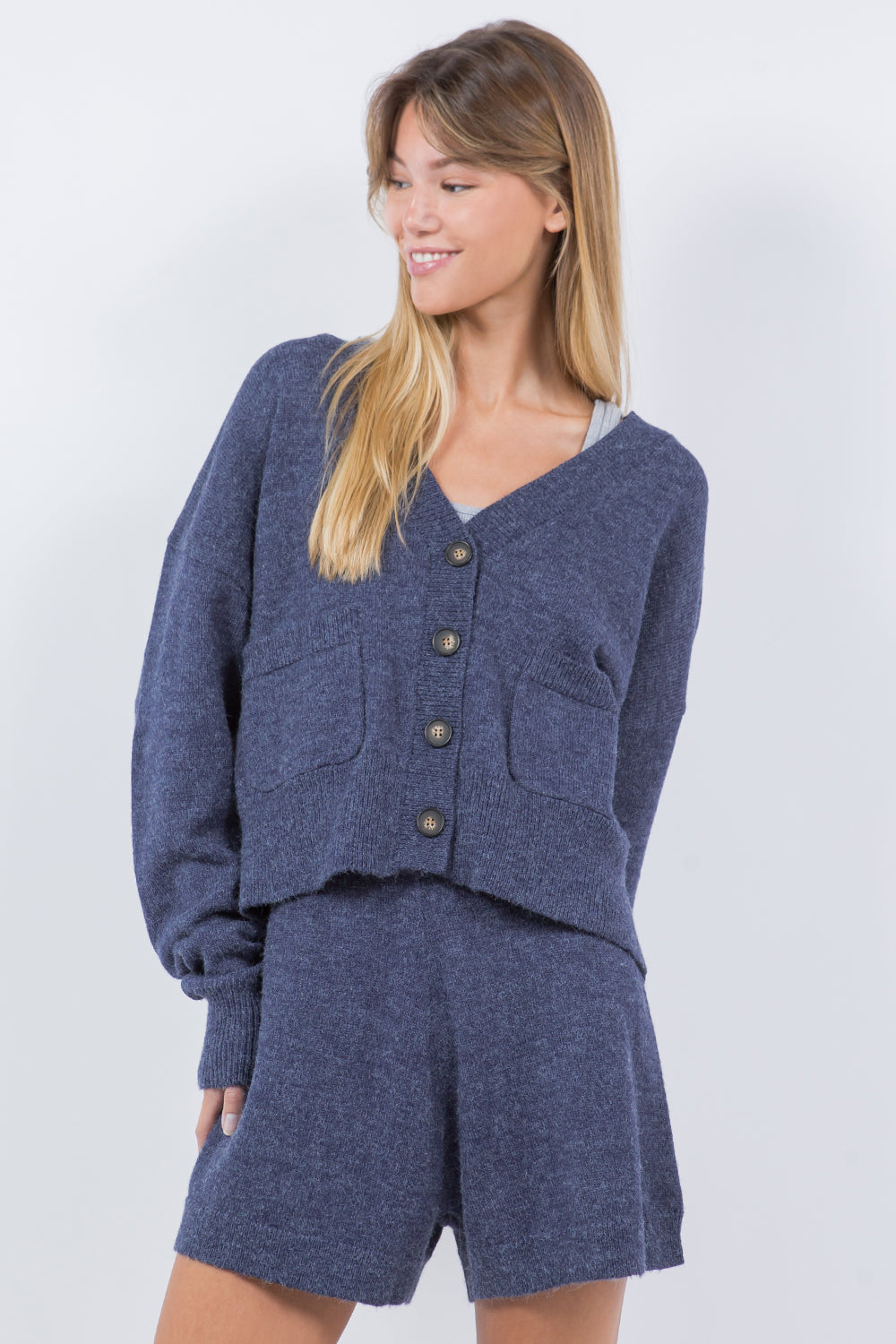 CARDIGAN SWEATER WITH POCKETS NAVY