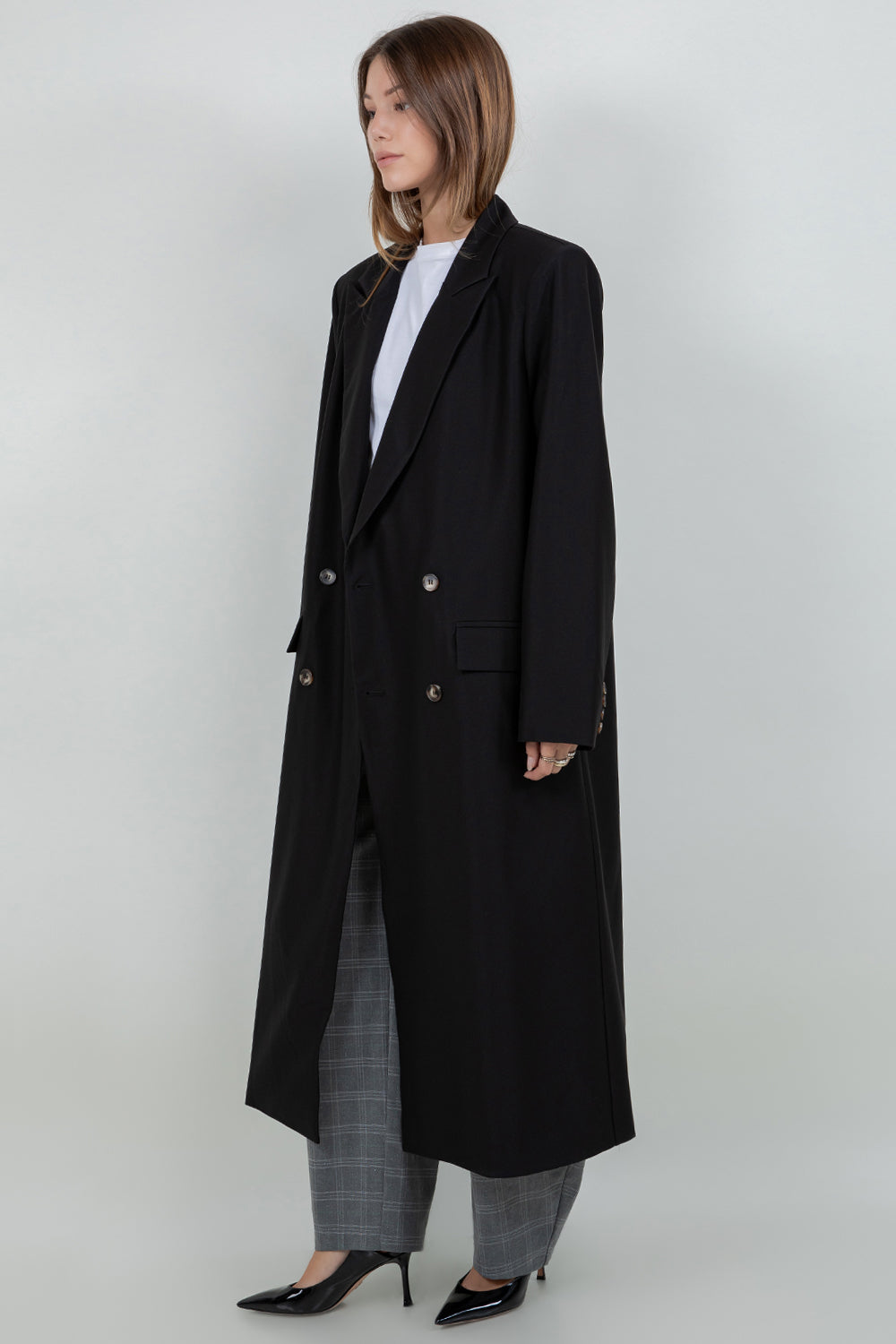 STRUCTURED WOVEN BUTTON CLOSURE LONG BLAZER JACKET - Whiteroom+Cactus