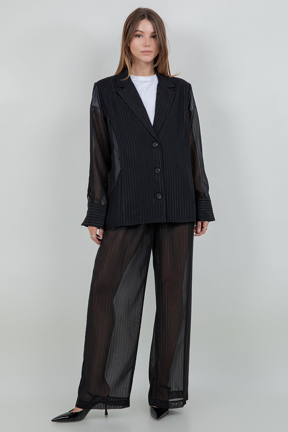 LIGHTWEIGHT LUREX ACCENT WOVEN BLAZER JACKET - Whiteroom+Cactus