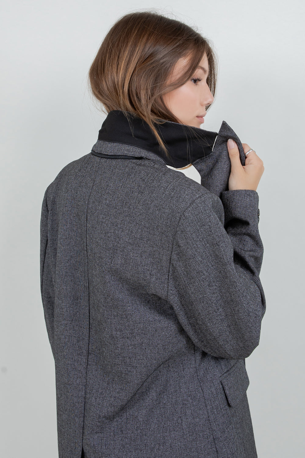 WOVEN JACKET BLAZER WITH DETACHEABLE WRAP AROUND BELT - Whiteroom+Cactus