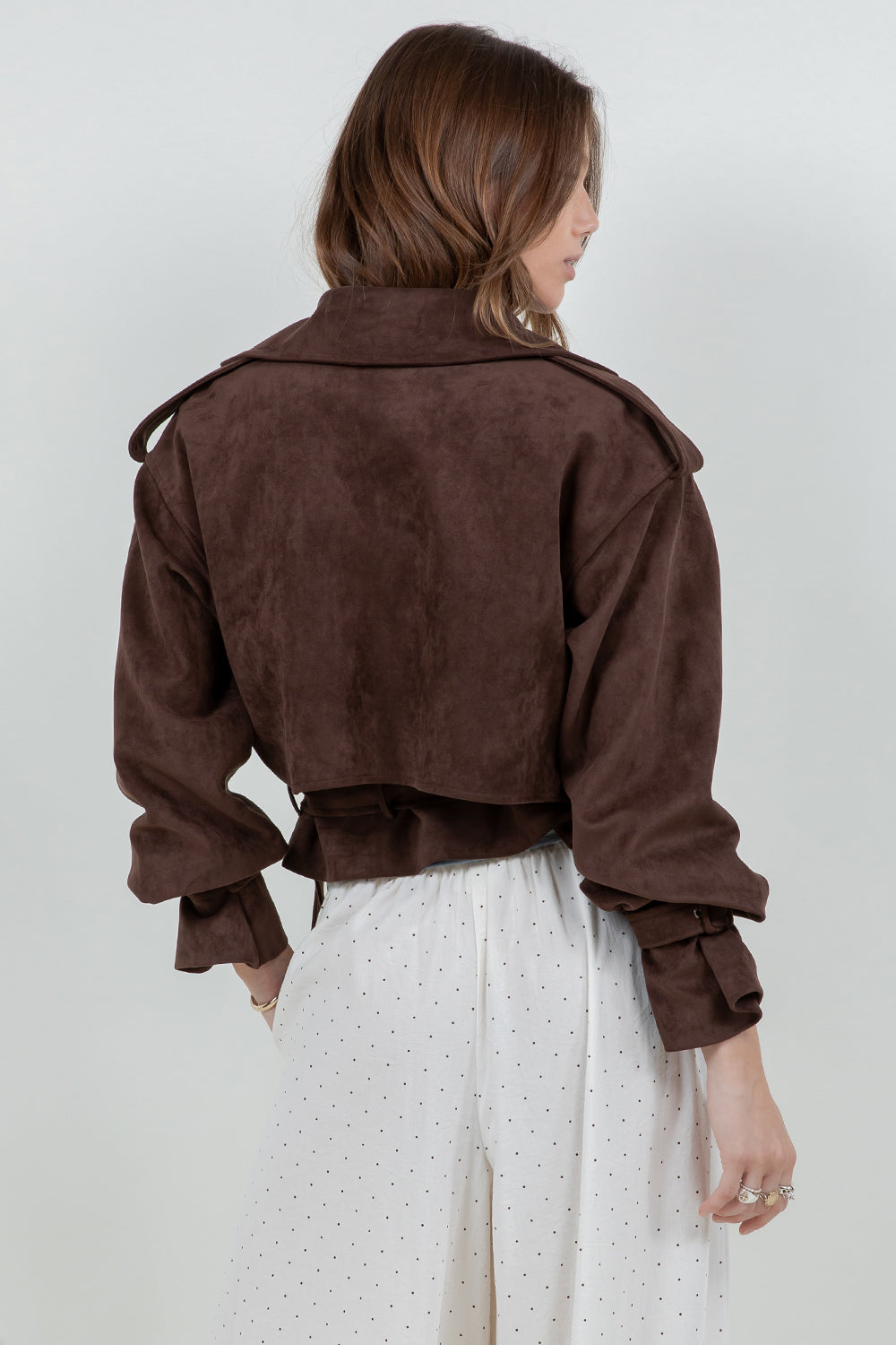 SUEDE MOTO JACKET WITH ADJUSTABLE SELF BELT - Whiteroom+Cactus