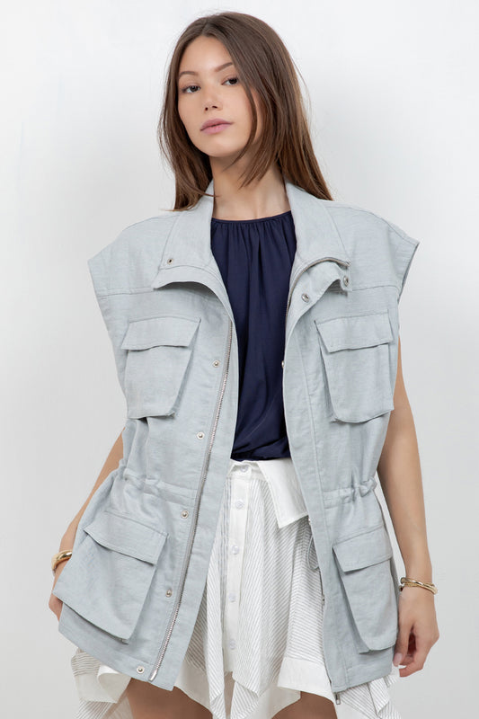 SLEEVELESS UTILITARIAN VEST JACKET - Whiteroom+Cactus