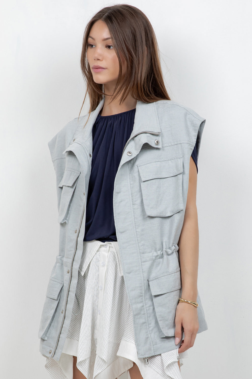 SLEEVELESS UTILITARIAN VEST JACKET - Whiteroom+Cactus