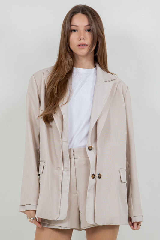 DOUBLE LAPEL WITH CONTRAST INSERT BLAZER - Whiteroom+Cactus