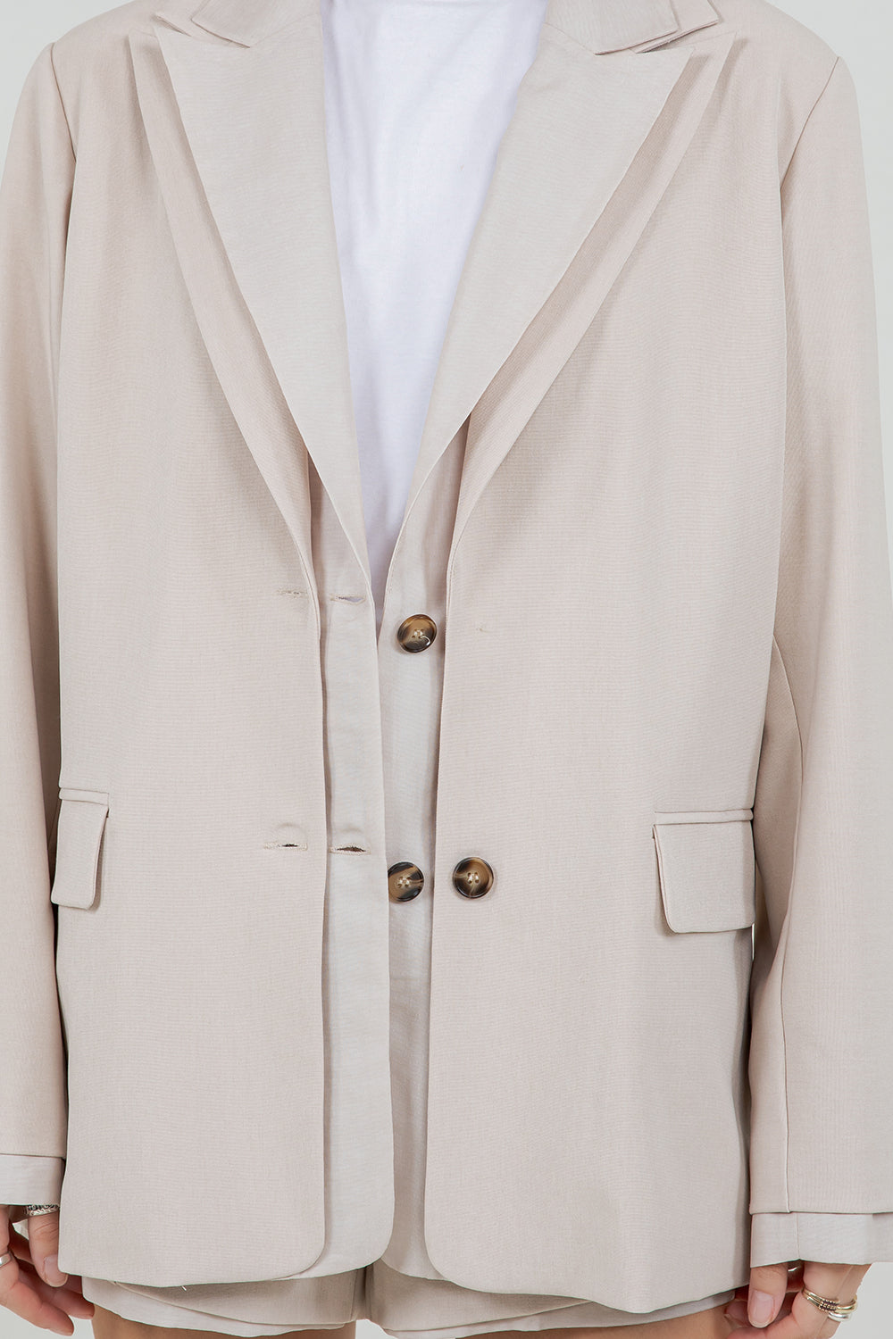 DOUBLE LAPEL WITH CONTRAST INSERT BLAZER - Whiteroom+Cactus