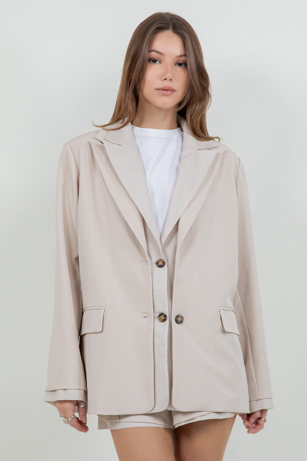 DOUBLE LAPEL WITH CONTRAST INSERT BLAZER - Whiteroom+Cactus