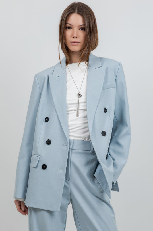 SOFT WOVEN SLIGHT OVERSIZED DOUBLE BREASTED BLAZER - Whiteroom+Cactus