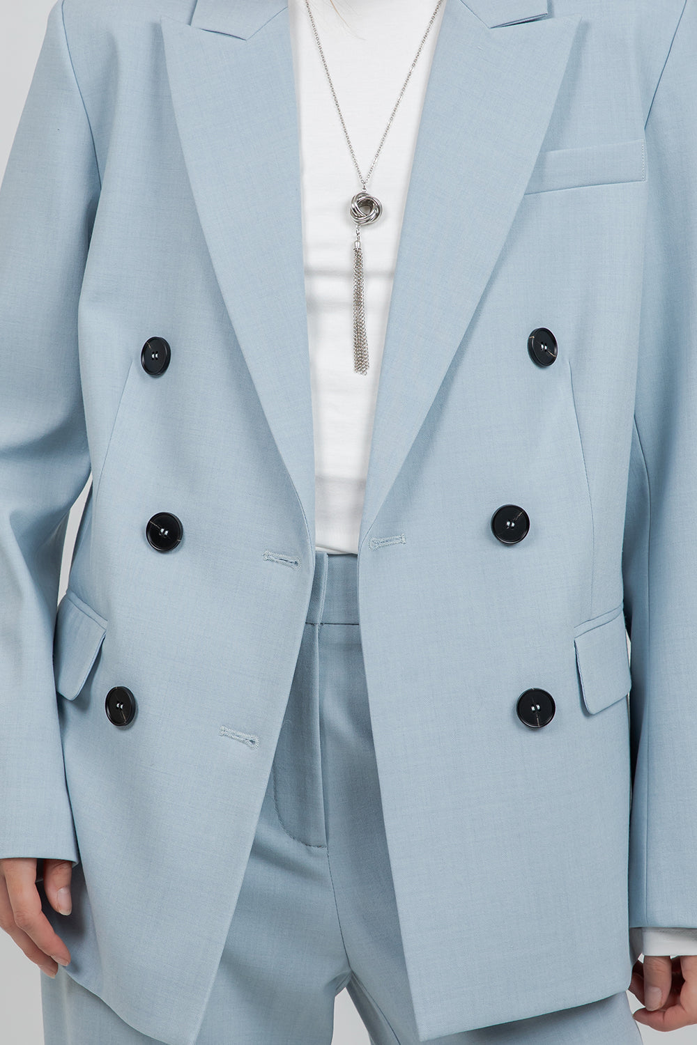 SOFT WOVEN SLIGHT OVERSIZED DOUBLE BREASTED BLAZER - Whiteroom+Cactus