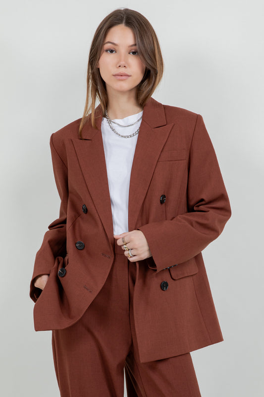 SOFT WOVEN SLIGHT OVERSIZED DOUBLE BREASTED BLAZER - Whiteroom+Cactus