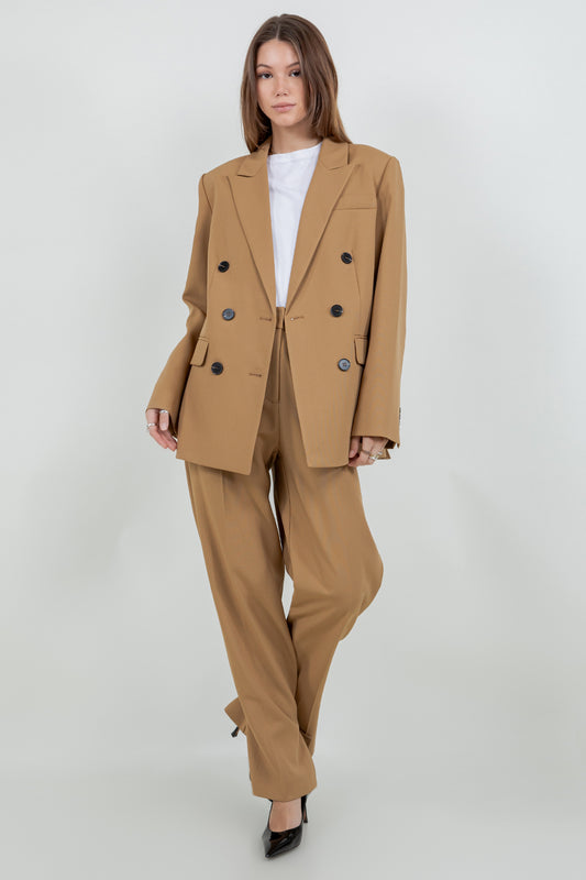SOFT WOVEN SLIGHT OVERSIZED DOUBLE BREASTED BLAZER - Whiteroom+Cactus