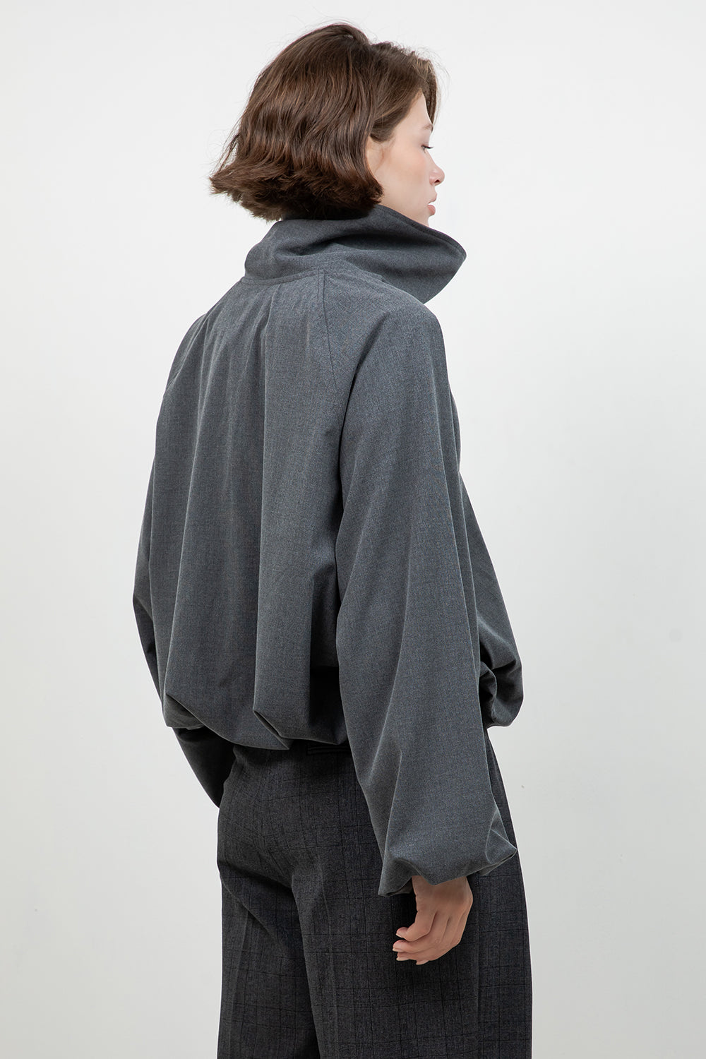 SOFT WOVEN FUNNEL NECK BOMBER JACKET