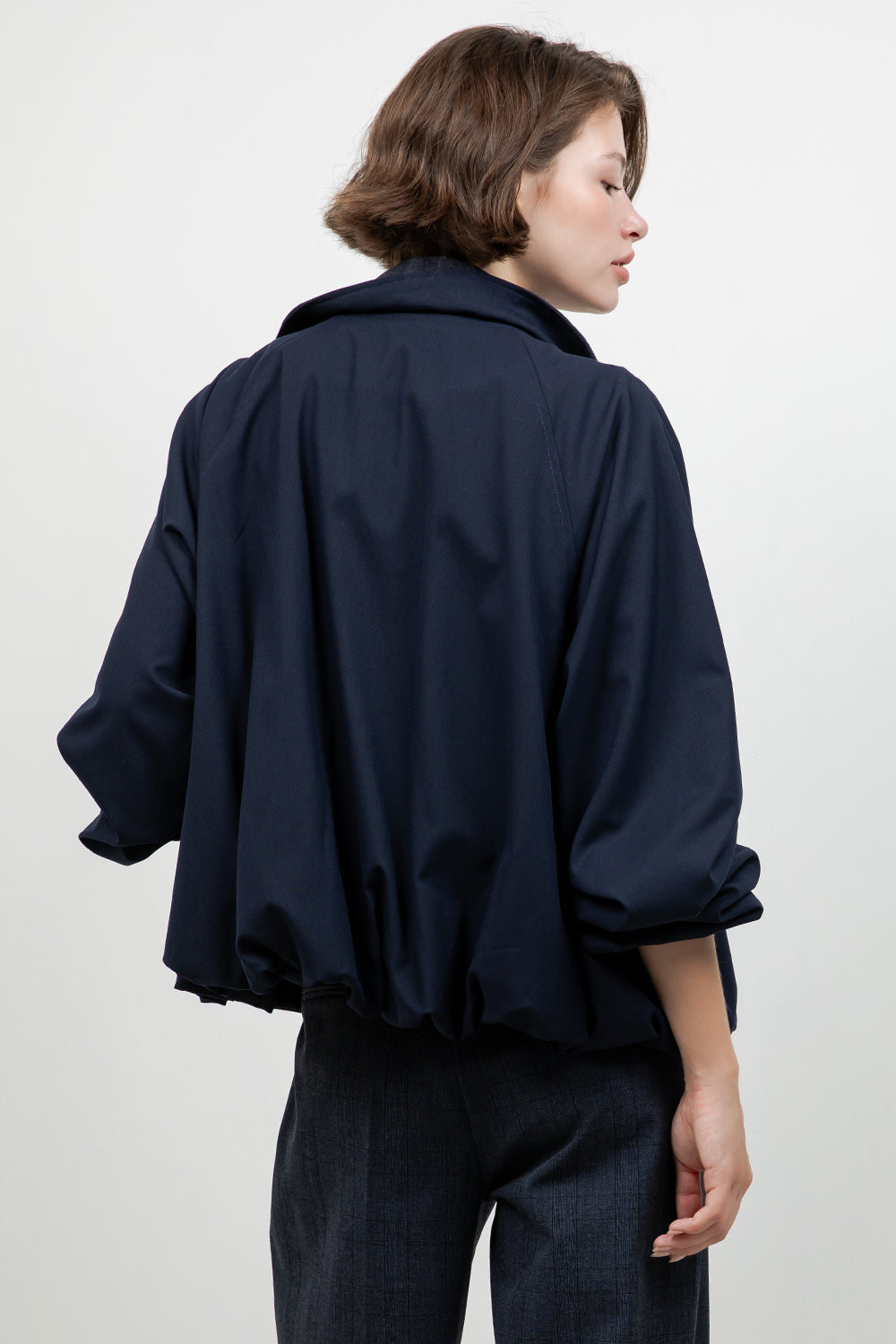 SOFT WOVEN FUNNEL NECK BOMBER JACKET