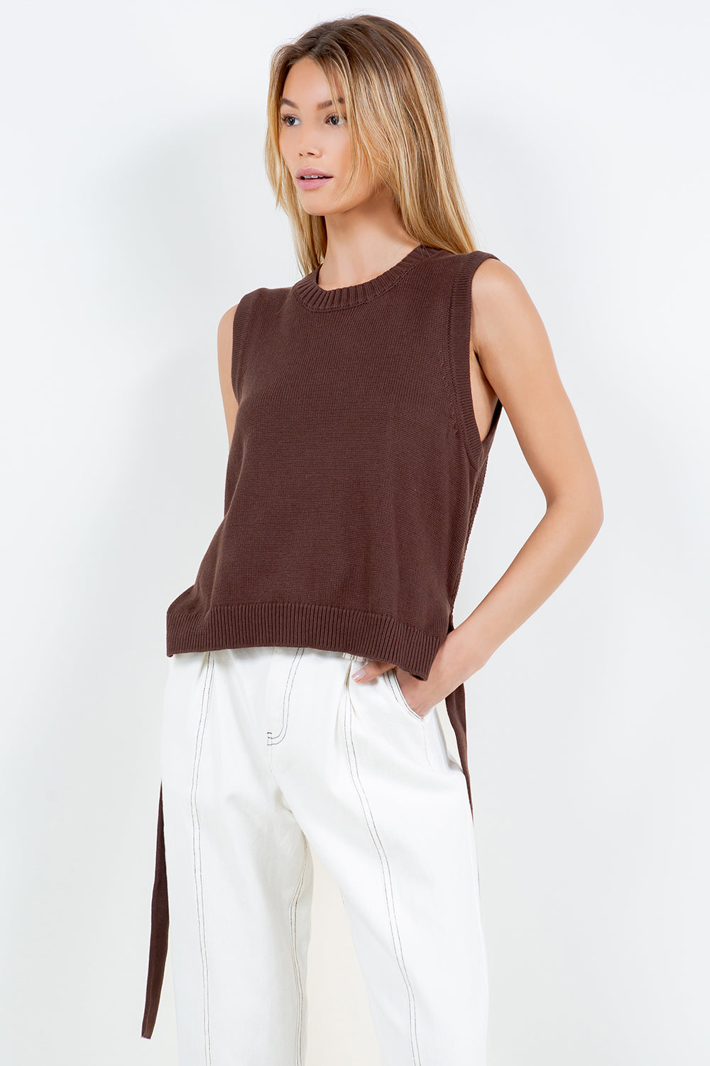 KNIT TOP WITH TIE DETAIL