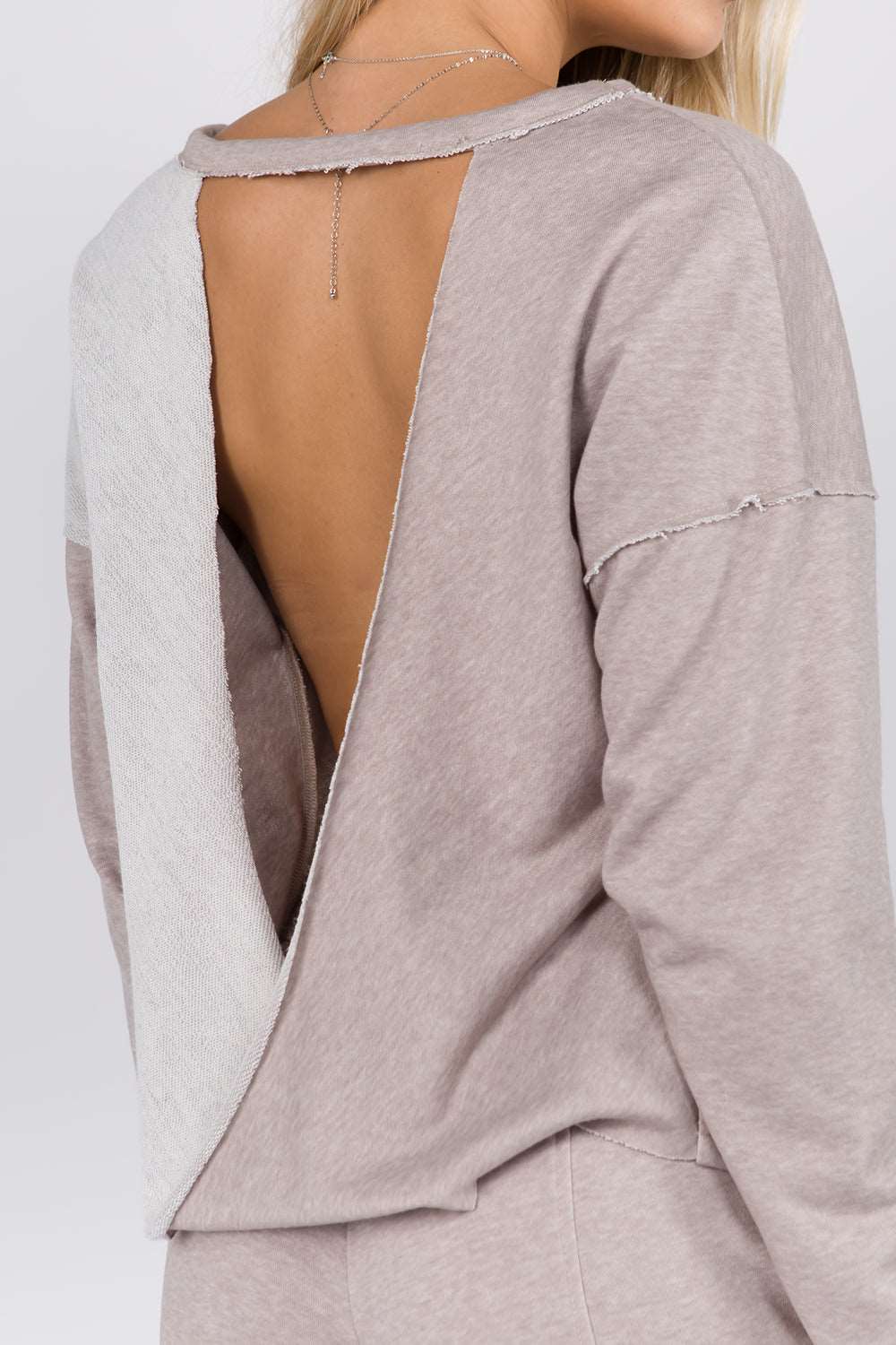 Contrast Back Detail Pullover Top - Whiteroom+Cactus
