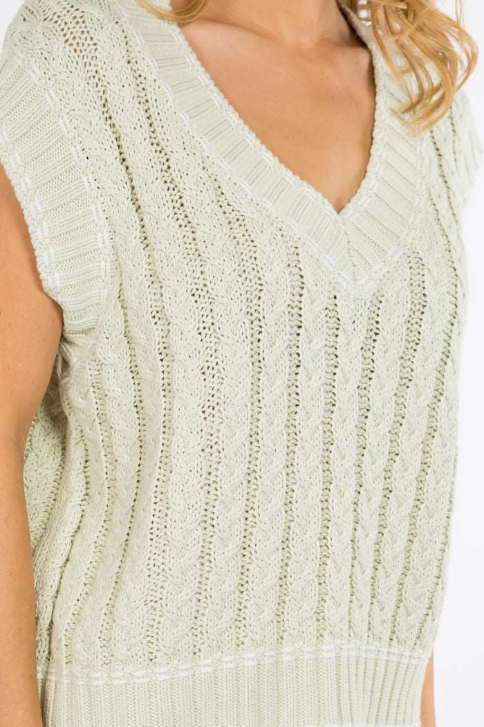 Contrast Stitching Sweater Knitted Vest