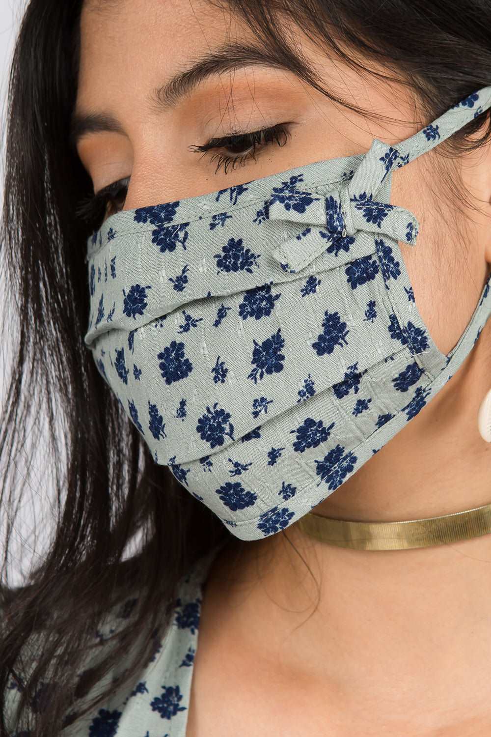 Disty Floral Printed Mask - Whiteroom+Cactus
