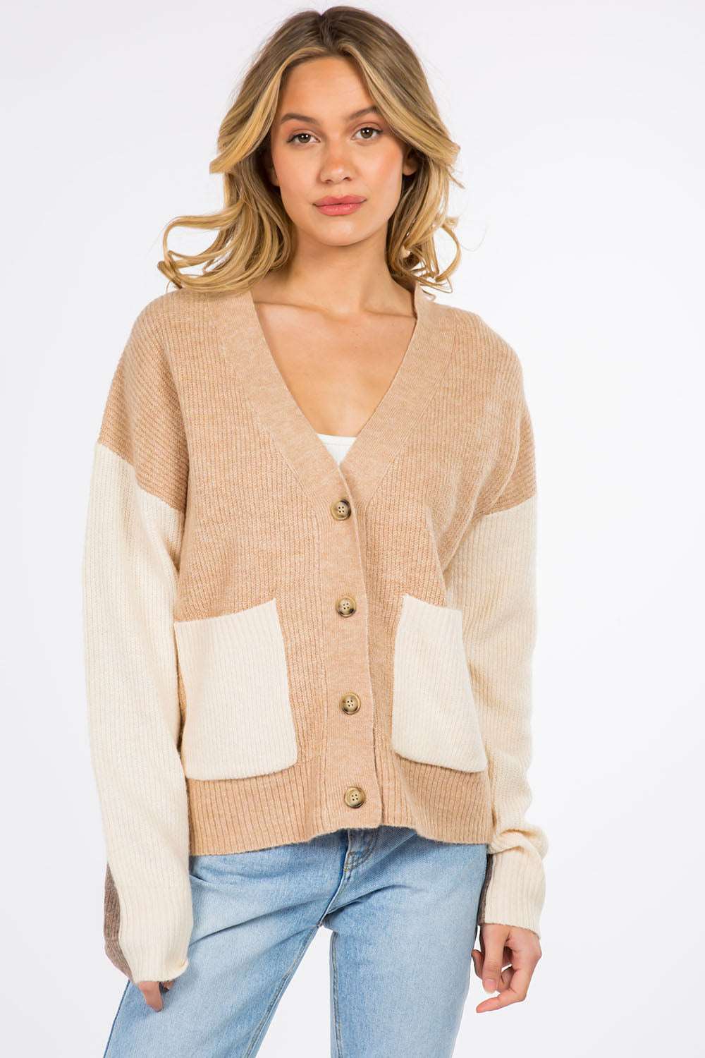 Color Block Knitted Cardigan