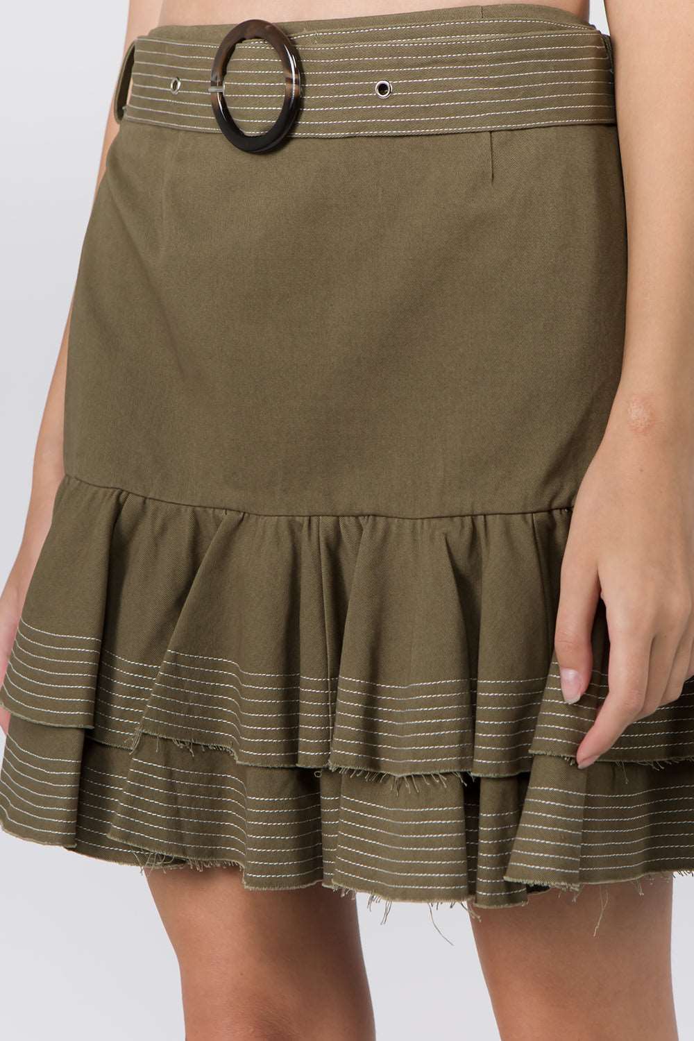 Cotton Contrast Stitched Skirt - Whiteroom+Cactus