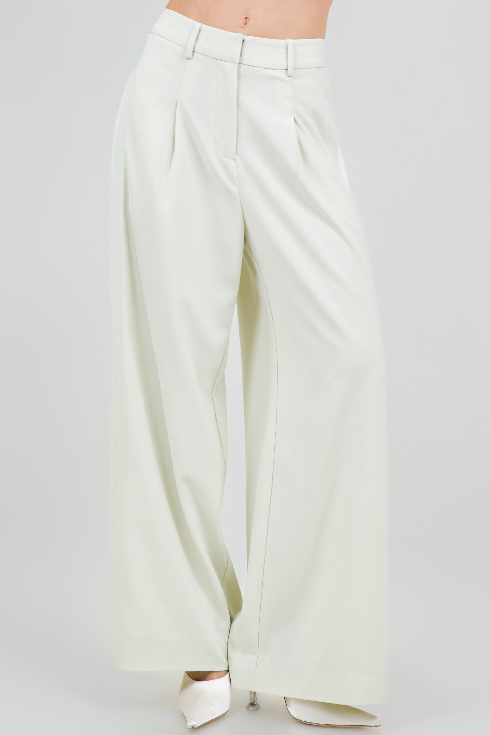 CONTRAST SIDE PANEL WIDE LEG SOFT WOVEN TROUSERS - LIME
