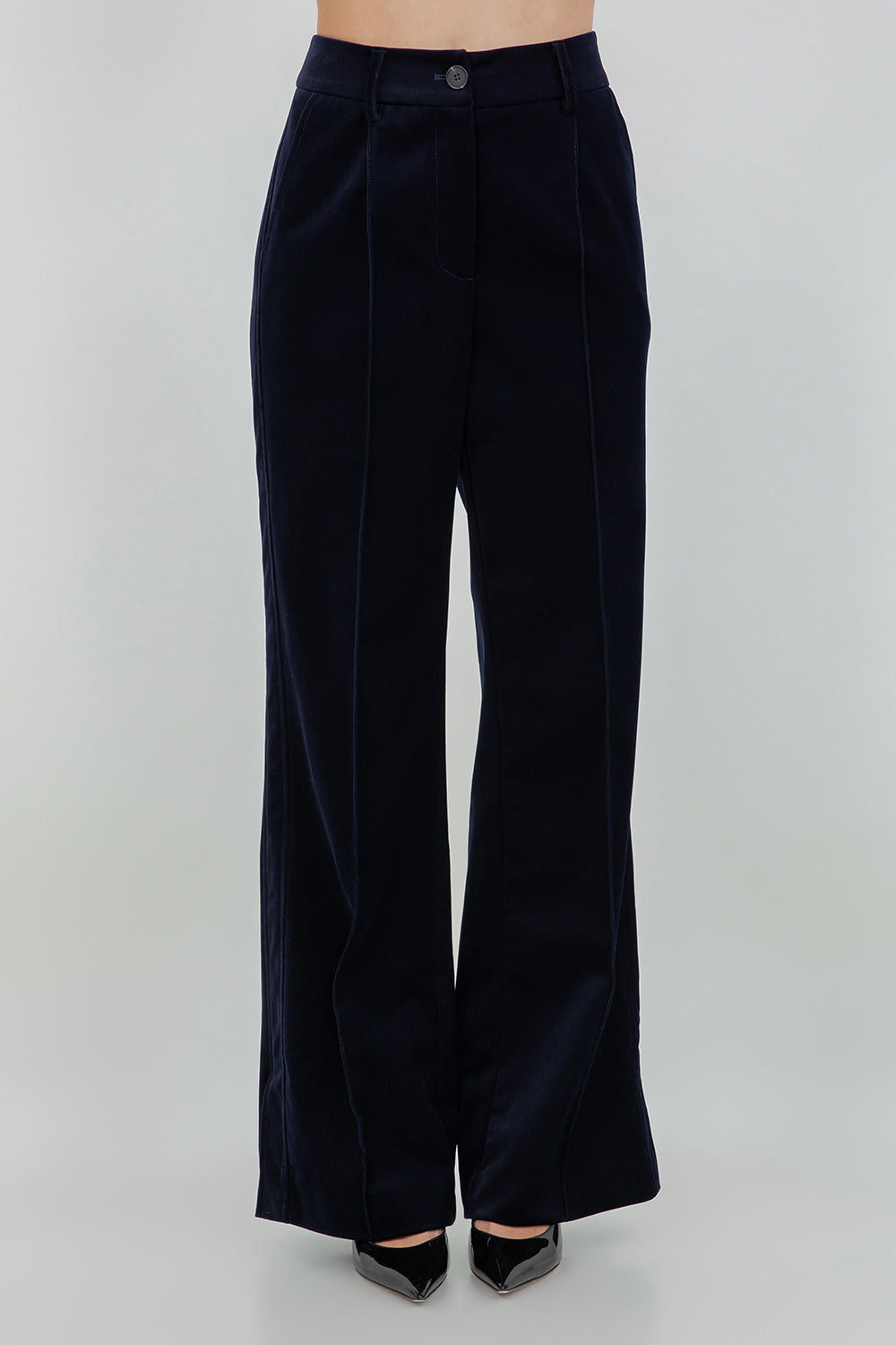 STRUCTURED VELVET STRAIGHT LEG TROUSERS - Whiteroom+Cactus