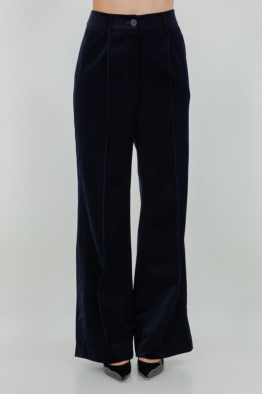 STRUCTURED VELVET STRAIGHT LEG TROUSERS - Whiteroom+Cactus