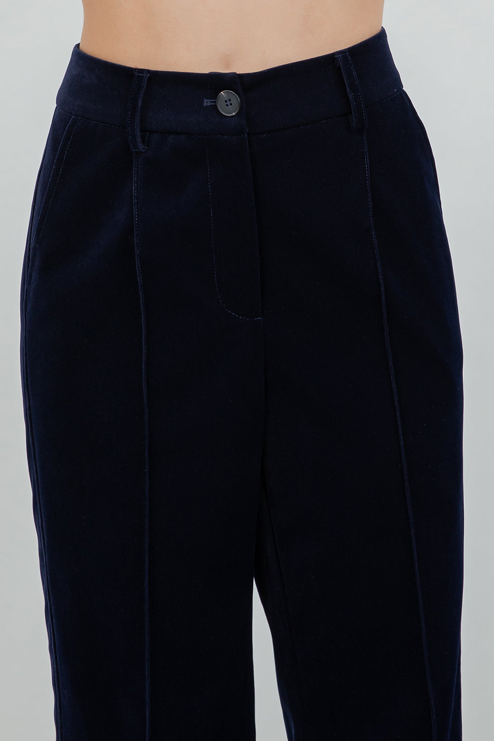 STRUCTURED VELVET STRAIGHT LEG TROUSERS - Whiteroom+Cactus